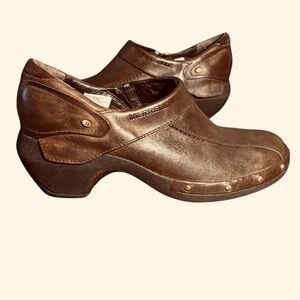 Merrell Shoes Womens 8.5 Luxe Espresso Studded Slip On Wedge Mule Clogs Leather